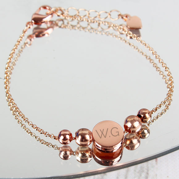 Personalised Rose Gold Initials Bracelet for Her.  Collection image for Bracelet & Bangles collection