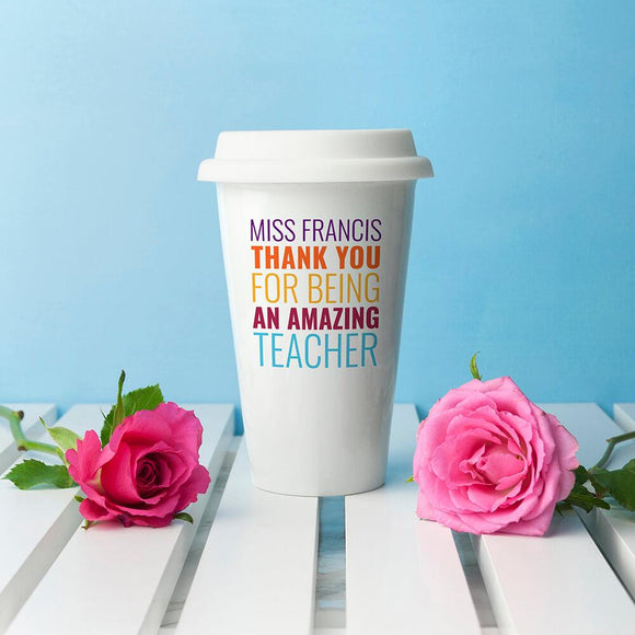 Amazing Teacher Travel Mug.  Collection Image for Teacher Gifts.