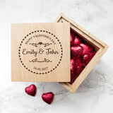 Personalised Romantic Heart Frame Oak Photo Cube