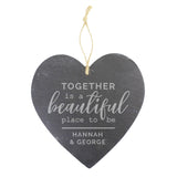 Hanging Heart Slate Personalised Wedding Gift