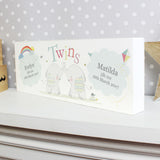 Personalised Wooden Block for Twins Nursery