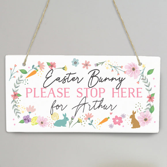 Personalised Easter Springtime Wooden Sign
