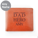 Personalised Dad is my Hero Tan Leather Wallet Image 1