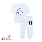Personalised Kids Tales Short Sleeved Lounge Set. Kids Summer Outfit. Child's Loungewear with Name & Initial.
