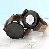 Men's Modern-Vintage Personalised Watch With Black Face in Brown