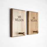 Personalised Couples Solid Oak Peg Hooks Mr and Mr