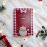 Personalised First Christmas Letter from Santa | Gingham Santa A4 Keepsake | Custom Name Print