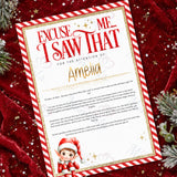 Personalised Excuse Me I Saw That elf letter, red design