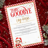 Personalised Elf Tears Goodbye letter, red design