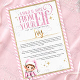 Personalised A Magical Note From Your Elf letter, pink design
