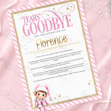 Personalised Elf Tears Goodbye letter, pink design