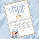Personalised A Magical Note From Your Elf letter, blue design