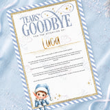 Personalised Elf Tears Goodbye letter, blue design