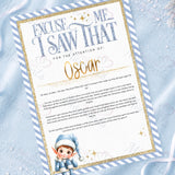 Personalised Excuse Me I Saw That elf letter, blue design