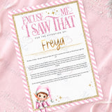 Personalised Excuse Me I Saw That elf letter, pink design