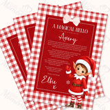 Personalised A Magical Hello Elf Letter | Gingham Elf Christmas Letter | Custom Name Print | Kids Elf Gift