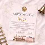 Personalised Christmas Eve letter, pink vintage train design
