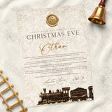 Personalised Christmas Eve Letter vintage train design - cream