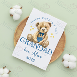 Personalised Happy Father's Day Card. Fully Custom Card for Dad, Grandad, Popps - Pink or Blue Teddy Design