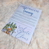 Personalised Christmas Eve Santa Letter - Candy Cane Lane Blue Design. Custom Kids Christmas Eve Box Filler.