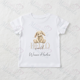 Personalised "Hello World" Organic Cotton Baby Tee: Bunny Design