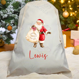 Personalised Christmas Santa Sack - Santa Claus Design. Premium Custom Xmas Gift Sack with Name