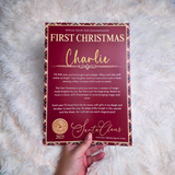 Personalised First Christmas Tartan Certificate. Custom Baby Xmas Keepsake.