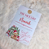 Personalised Nice List Certificate - Candy Cane Lane Red Design. Custom Kids Christmas Eve Box Filler.