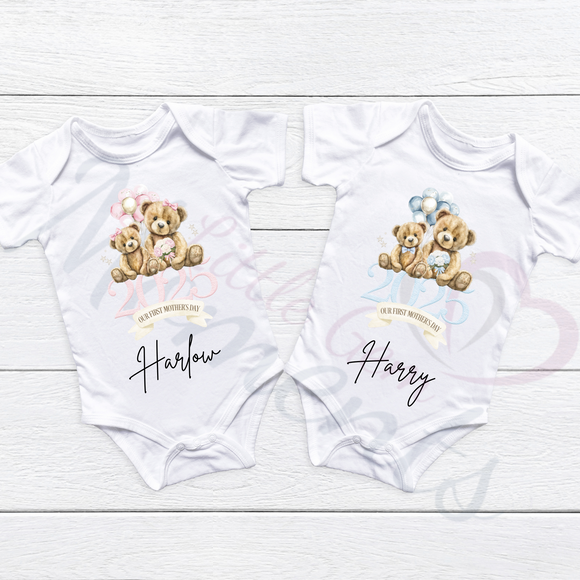 Personalised Our First Mother's Day Baby Bodysuit. Custom Baby Vest.