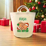 Personalised Christmas Gift Basket Trug. Festive Gift Sack - 67 Design - Loot Bag