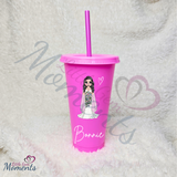 Personalised Bride Cold Cup with Lid and Straw. Custom Reusable 24oz Tumbler. Wedding Gift | Bridal Party | Hen Weekend