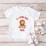 Personalised "It's Coming Home" England Football T-shirt for World Cup - All Sizes - Lion Design