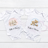 Personalised Happy Mother's Day Baby Bodysuit. Custom Baby Vest - Blue or Pink Bunny Design