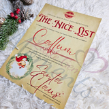 Personalised Rustic Style Nice List Certificate. Custom Kids Christmas Eve Box Filler.