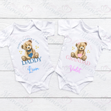 Personalised Happy Father's Day Baby Bodysuit. Custom Cute Father's Day Baby Vest - Pink or Blue