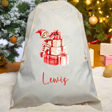 Personalised Christmas Santa Sack - Elf Present Design. Premium Custom Xmas Gift Sack with Name