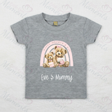 Personalised Happy Mother's Day T-shirt - Teddy Rainbow Design - Pink or Blue