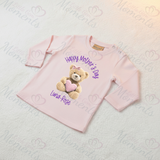 Personalised Happy Mother's Day Long Sleeved Top - Baby and Toddler - Teddy Heart Design