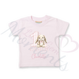 Personalised 1st Easter Kids T-shirt - Pink or Blue Gingham Bunny Design