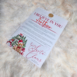 Personalised "I Believe In You" Santa Letter - Candy Cane Lane Red Design. Custom Kids Christmas Eve Box Filler.