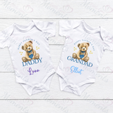 Personalised Happy Father's Day Baby Bodysuit. Custom Cute Father's Day Baby Vest - Pink or Blue