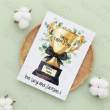 Personalised Happy Father's Day Card. Fully Custom Card for Dad - Trophy Design