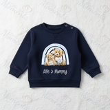 Personalised Happy Mother's Day Sweatshirt. Baby/Toddler Jumper - Teddy Rainbow Design