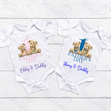 Personalised 1st Father's Day Bodysuit. Custom Cute Baby Vest - Pink or Blue