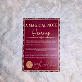 Personalised "A Magical Note" Tartan Santa Letter. Custom Christmas Eve Box Filler.