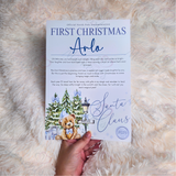 Personalised First Christmas Certificate from Santa Claus. Custom Baby Xmas Keepsake - Pink or Blue