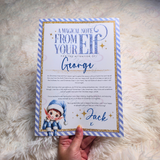 Personalised Elf Arrival Letter for December 1st - Blue Design