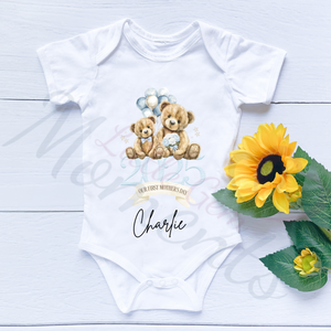 Personalised Our First Mother's Day Baby Bodysuit. Custom Baby Vest.