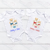 Personalised Happy Father's Day Football Teddies Baby Bodysuit