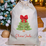 Personalised Christmas Santa Sack - Christmas Tree Design. Premium Custom Xmas Gift Sack with Name